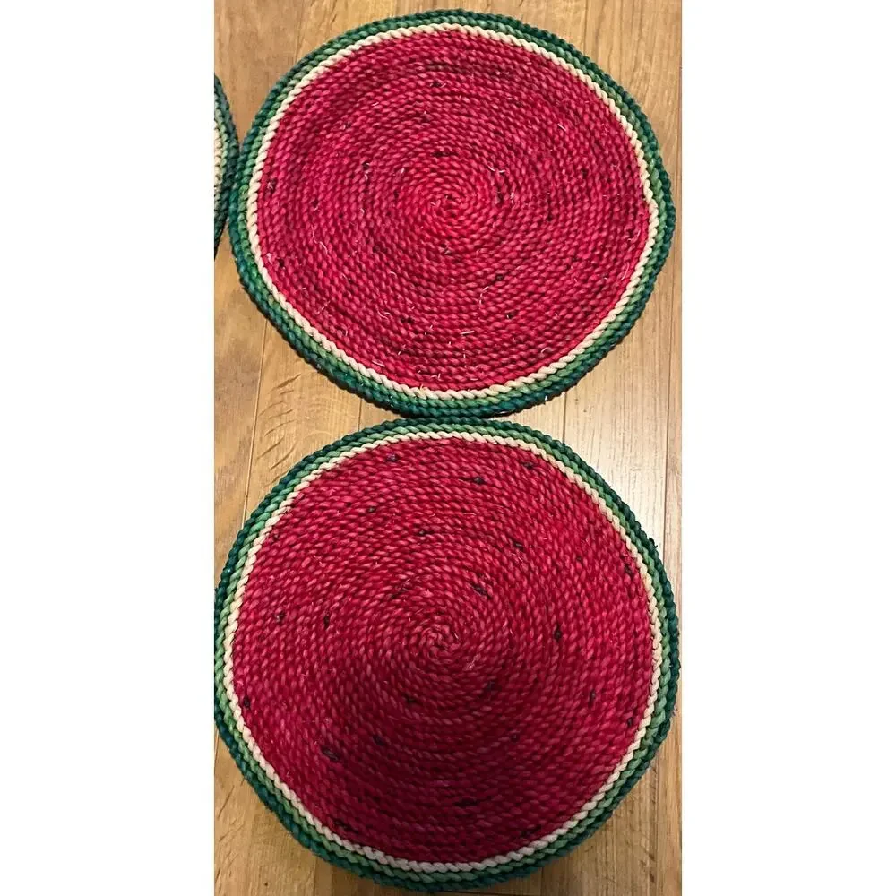 Set of 4 Round 15” Watermelon Natural Grass Table Placemat Indoor Outdoor